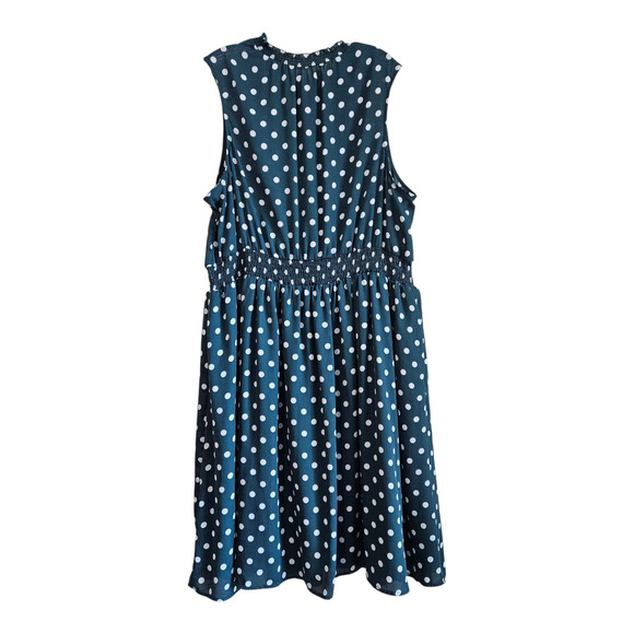 MODCLOTH Women's Plus 3X Midi Dress Polka Dot Green White Sleeveless - Picture 7 of 7